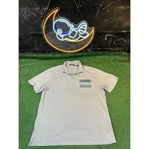 Travis Mathew Men Polo‎ Shirt XL Gray Stripped Logo Short Sleeve Pima Cotton